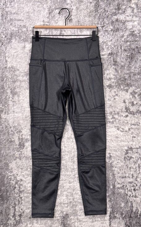 Athleta Pants - Athleta Leggings Small Womens Inclination Moto Tight Black Glitter Metallic